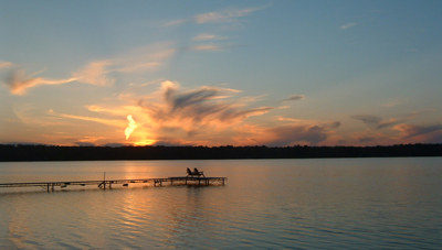 Stoffel's Shady Oaks Resort, dock, sunset, Siren, WI
