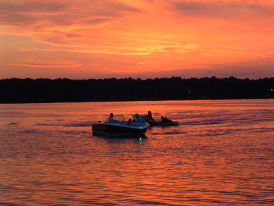 Stoffel's Shady Oaks Resort, boating, sunset, Siren, WI